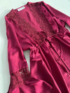 Satin Silk Nighty Set of 4 with Claret Red Guipure Detail