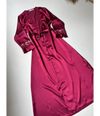 Maroon 6 PCS LONG SLIT SILK NIGHTY SET