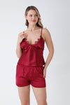 Maroon Bridal Dowry Nighty Set