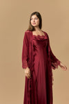 Nightdress &amp; Robe set long - maroon