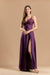 Long Night Dress Satin & Lace - Aubergine