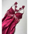 Maroon 6 PCS LONG SLIT SILK NIGHTY SET