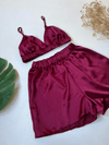 Burgundy Bralet Shorts Set