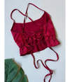 4Pcs Silk Turkish Guipure Detail Nighty Set Maroon