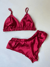 Red Satin Bralet Set