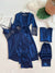 Satin Navy Blue Nightgown Set