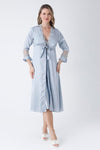 Mist 6 Piece Long Slit Satin Nightgown Dressing Gown Set