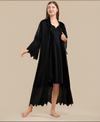 Long Satin &amp; Lace Nightdress &amp; Robe Set - Navy Blue