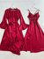 Red Guipure Detailed 4-Piece Satin Set