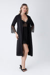 Satin Black Nightgown Set