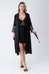 Satin Black Nightgown Set